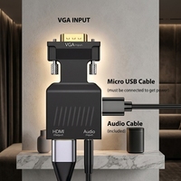 Convertidor VGA a HDMI OEM, Cable VGA Macho a HDMI Hembra con Dongle de Audio y Alimentación, 60Hz, Compatible con Portátiles, TV Stick y Laptops