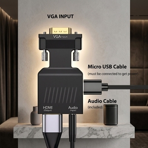 Convertidor VGA <span class=keywords><strong>a</strong></span> <span class=keywords><strong>HDMI</strong></span> OEM, <span class=keywords><strong>Cable</strong></span> VGA Macho <span class=keywords><strong>a</strong></span> <span class=keywords><strong>HDMI</strong></span> Hembra con Dongle de Audio y Alimentación, 60Hz, Compatible con Portátiles, TV Stick y Laptops - Product Image 4