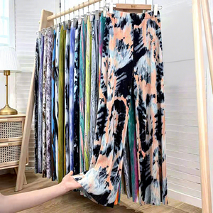 Loveda Custom Private Label donna estate allentata cravatta tinta unita Casual elasticizzata vita larga gamba lunga <span class=keywords><strong>Palazzo</strong></span> <span class=keywords><strong>pantaloni</strong></span> - Product Image 2