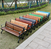 Banc d'extérieur moderne en acier et bois massif pour parc, jardin et patio, avec assise longue en métal