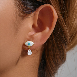 CANNER Nouveau Style Boucles d'oreilles clous en argent sterling S925 émaillées motif œil turc, plaqué or 18 carats, avec pendentif goutte d'eau œil turc bleu - Product Image 5
