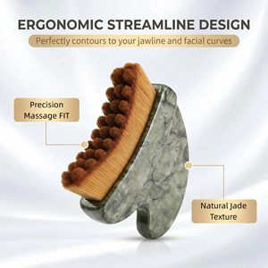 Peigne et brosse de massage 2-en-1 en jade pour la définition du contour du visage et du menton, et le drainage lymphatique - Product Image 3