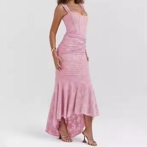 Robe de Soirée Élégante et Modeste pour Bal de Promo, Sexy, Col en V Profond, Taille Fine, Jacquard, Coupe Droite, Vente en Gros de Vêtements - Product Image 2