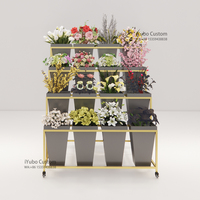 Conception personnalisée à 4 niveaux support de plante style fleur pour magasin métal doré Pot de fleur escalier-marchepied présentoir extérieur