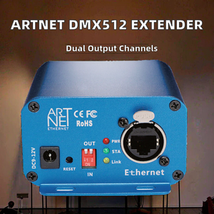 Extenseur de signal <span class=keywords><strong>ArtNet</strong></span> DMX512, contrôleur d'éclairage de scène LED à 2 sorties et boîtier en plastique pour la conversion de signal d'éclairage - Product Image 3