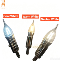 Ampoule LED pour lustre à 3 températures de couleur (blanc froid, blanc chaud, blanc neutre) avec pointe effet flamme pour la décoration de la maison et des hôtels