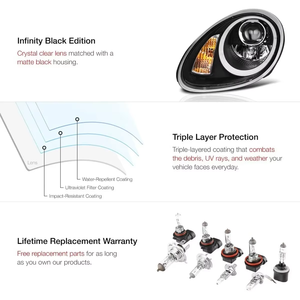 Lumière de voiture pour Porsche 987-Series 2005-2008 Boxster Cayman Halogen Model OLED <span class=keywords><strong>Neon</strong></span> Tube Black Housing Projector Headlamp Assembly - Product Image 5