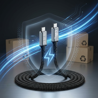 Kabel Video pengisian daya cepat, USB 4.0 tipe-c 0.5m penyimpanan Data sangat cepat 16K Thunderbolt 5 40Gbps 240W nilon ultra-ramping Monitor 4K