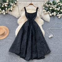 Robe décontractée élégante pour femme WIWT, jacquard, coupe trapèze, sans manches, taille haute, évasée, longueur midi, idéale pour les fêtes et le quotidien