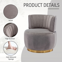 Fauteuils d'appoint ronds en velours capitonné pivotants à 360 degrés, larges et rembourrés, pour chambre à coucher, appartement, détente