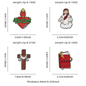 Pins de Esmalte Personalizados al por Mayor, Insignias de Esmalte <span class=keywords><strong>con</strong></span> Diseño de Corazón, Cruz, <span class=keywords><strong>Biblia</strong></span>, Jesús, Adorno Religioso, Pins Metálicos Coleccionables - Product Image 2