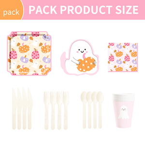 DAMAI - Juego de Vajilla para Fiesta de Halloween con Diseño de Calabaza, Platos de Papel y Molde de Fantasma para Suministros de Halloween, para 8 Personas - Product Image 3