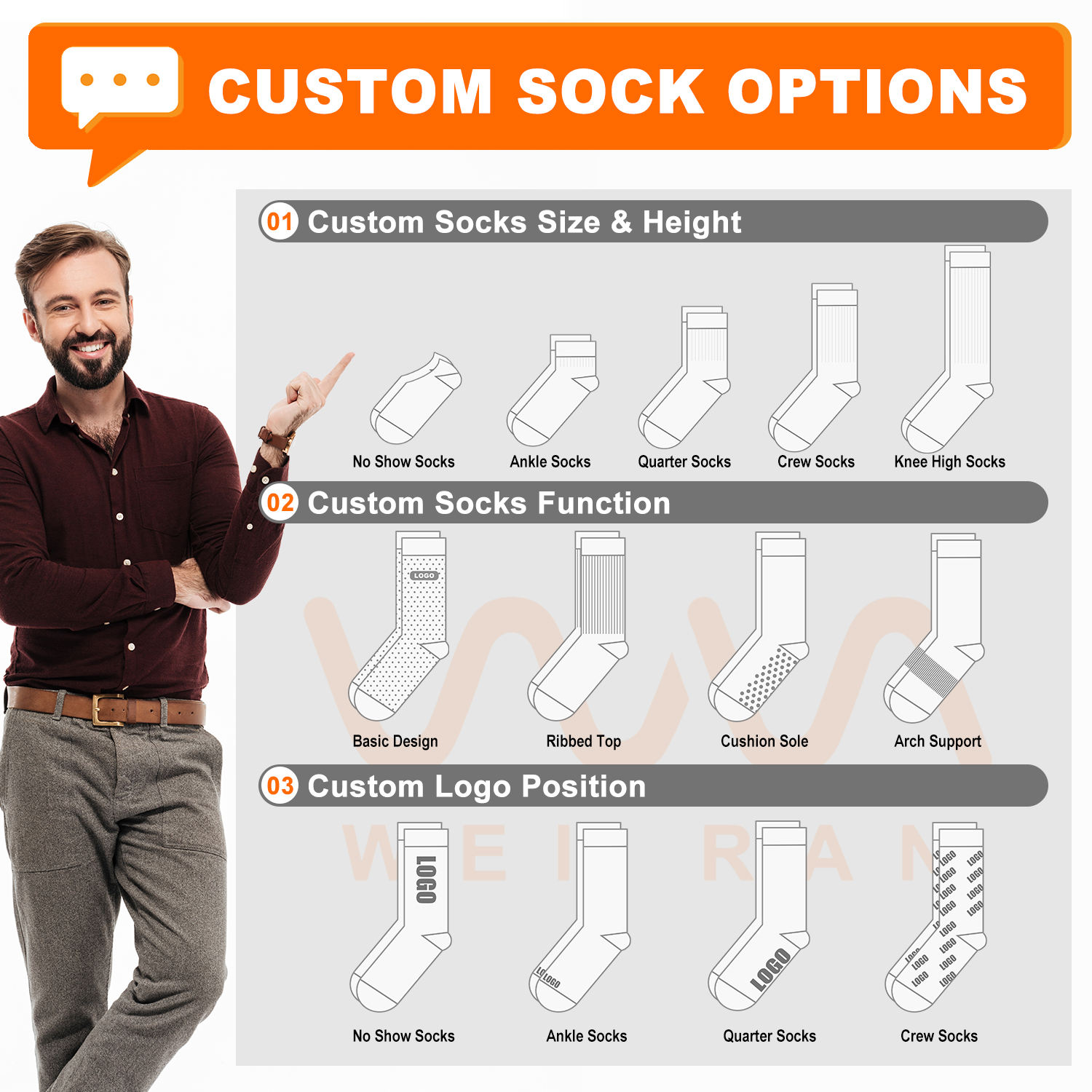Made Your Own Logo Socks Custom Design Colorful Pattern Sock Custom Logo Sox Customized Cotton Men Sock