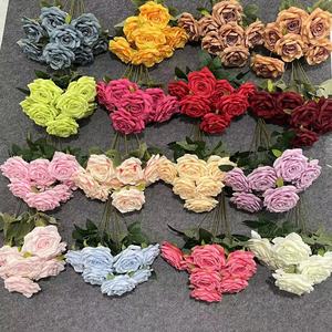 9 Head Diamond Rose Artificial Bouquet <b>Silk</b> <b>Flower</b> High Simulation Wedding Decoration Home Decor ZSMG-003 - Product Image 3