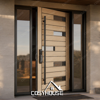 Porte d'entrée pré-montée en bois massif Craftsman 36x80 36x96 avec vitre pour maisons américaines