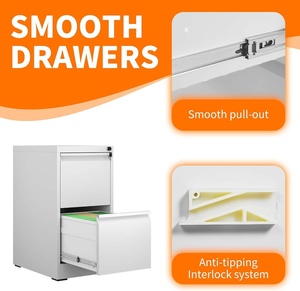 Modern Style Home Office Adjustable Metal 2-<b>Drawer</b> Steel Filing Cabinet Key Lock Customized RAL Color Pre-assembled Desk <b>Storage</b> - Product Image 5