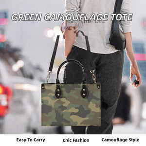 Bolso Tote de Cuero PU con Camuflaje Verde para Mujer, Bolso de Hombro Vintage con Cierre de Cremallera para Uso Diario - Product Image 2