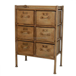 Wooden Desk Storage Cabinet 6 <b>Drawers</b> <b>Mini</b> <b>Chest</b> with Metal Handles Desktop Organizer Storage Box for Home Office Dark Brown - Product Image 1