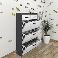 Moderner Minimalistischer Ultradünner Dreischichtiger Konvertierbarer Schuhschrank, Wohnmöbel für Eingangsbereich, Wohnzimmer, Apartment, Hotel