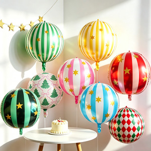 Ballons en feuille 4D mats rose à rayures étoilées avec nœud, 22 pouces, pour décorations <span class=keywords><strong>de</strong></span> fête, anniversaire, cirque, carnaval, Halloween, Noël - Product Image 1