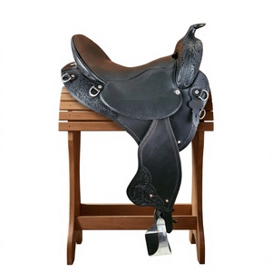 Sillín de Carreras BS International de Cuero de Búfalo Natural Negro Auténtico con Estructura de Madera, Sostenible, Transpirable y Duradero, Estilo Inglés NA80 - Product Image 2