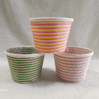Petit panier en papier beige fait à la main pour plantes en corde Panier enroulé tissé pour pépinière Couverture de pot de fleur de bureau Organisation de la maison Sac livré