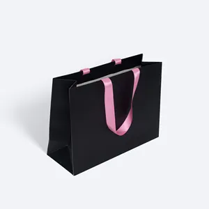 Sacchetti regalo in carta stampata personalizzati con manico in cartone bianco con nastro di lusso personalizzato