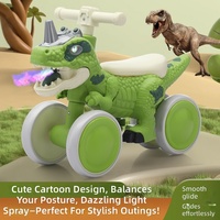 Vélo d'équilibre à quatre roues pour enfants, dinosaure, pour garçons et filles de 1 à 3 ans, en plastique, jouet amusant pour tout-petits