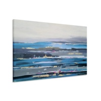 Peinture à l'huile abstraite moderne de paysage marin, toile non encadrée, art mural bleu texturé pour salon, hôtel, décoration intérieure