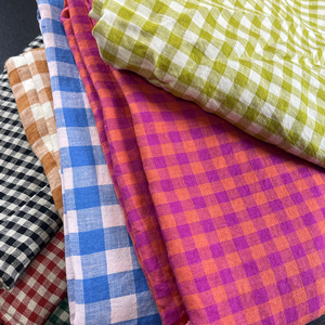 Tessuto lavorato a maglia a quadri tessuto in fibra naturale pura lino di bella qualità tessuto dolcemente PlaidColor - Product Image 3