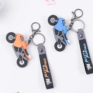 Gantungan Kunci Iklan Logo Kustom Harga Grosir Membuat Sendiri 2d 3d Sepeda Motor Silikon Karet PVC Keyring Hadiah Promosi