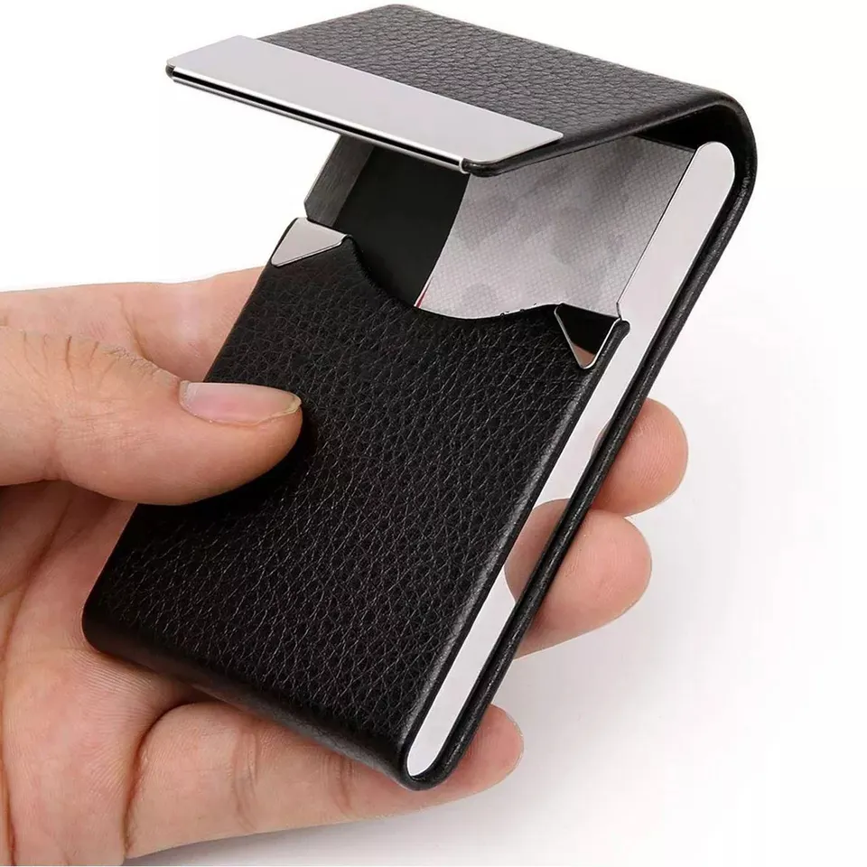 Personalized Business Card Case Leather Stainless Steel Metal Name Card Holder