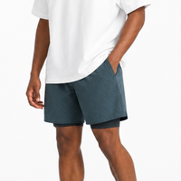 Pantalones Cortos Deportivos para Hombre, 2 en 1, con Forro de Compresión Interno, Secado Rápido, Cintura con Cordón Ajustable, para Fitness, Running, Entrenamiento