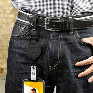 Porte-clés mousqueton multi-outils robuste avec logo personnalisé, enrouleur de badge rétractable en ABS avec cordon en fil d'acier, porte-carte d'identité tactique - Product Image 5