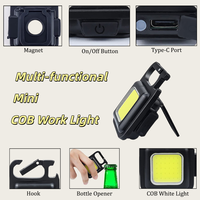 Gantungan Kunci Mini USB-C kuat dapat diisi ulang lampu kerja LED COB senter Logo kustom jarak jauh dengan magnet untuk darurat