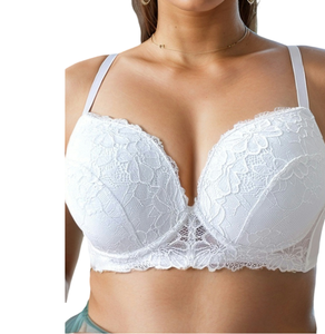 Conjunto de lencería sexy sin tirantes de encaje para mujer, sin aros, cómodo, transpirable, bragas de alta calidad, tanga lisa teñida. - Product Image 1