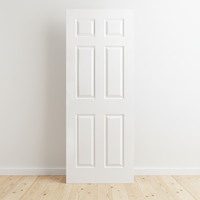 Portes d'appartement intérieures modernes moulées en bois, apprêtées blanches, avec revêtement en HDF de 3 mm, vente en gros pour les marchés américain, canadien et australien