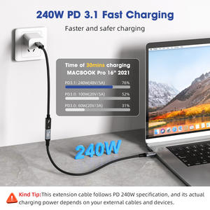 Cable de extensión USB4 <span class=keywords><strong>USB</strong></span> <span class=keywords><strong>C</strong></span> macho a hembra (coaxial)-PD240W 5A Carga rápida 40Gbps Cable de datos de alta velocidad - Product Image 4