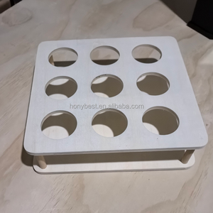 Espositore da Tavolo in <span class=keywords><strong>Legno</strong></span> Naturale a 9 Scomparti, Organizzatore in Compensato per Bottiglie di Olio, Rossetti, Lucidalabbra, Fiere - Product Image 3