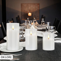Bougie sans flamme à LED chaude en verre doré sur le thème de Noël (commandée à distance) (ensemble d'éclairage chaleureux et confortable)