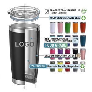 Vente en gros d'usine, gobelets isothermes sous vide en acier inoxydable avec couvercle magnétique, 20 oz, 30 oz, logo personnalisé, verres à <span class=keywords><strong>vin</strong></span>, tasse à café - Product Image 3