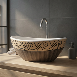 Artículos sanitarios de cerámica de calidad de exportación, fregadero italiano de mesa superior de baño, esquina de resina, lavabos, lavabo de superficie sólida - Product Image 6