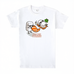 T-shirt Summer Sushi in cotone bianco, abbigliamento casual unisex - Product Image 2