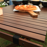 Hochwertiger Aluminium-Rahmen Outdoor Camping-Tisch Tragbarer Leichtgewichtiger Massivholz-Klapptisch Picknick-Aufbewahrungstasche 15kg Tragkraft