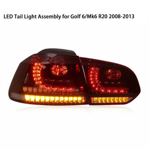 Nuovo Gruppo Luci Posteriori a LED PLD 18W per Golf6 Mk6 R20 2008-2013, Rosso, Plug+Play, Modificato con Indicatore di Direzione a Scorrimento - Product Image 2