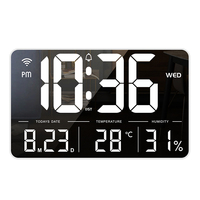 Jam Alarm Digital Layar Besar dengan 1 Alarm, Remote Control, Jam Dinding Persegi Panjang, Dekorasi Jam Dinding Besar untuk Rumah