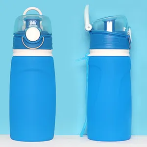 550ml 휴대용 쉬운 lockable 뚜껑 디자인 인감 누출 증거 공기 밸브 접이식 실리콘 물병