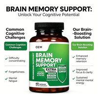 Capsules de soutien cérébral pour la mémoire et la concentration avec vitamines B6, B9, B12, 60 unités, complément alimentaire
