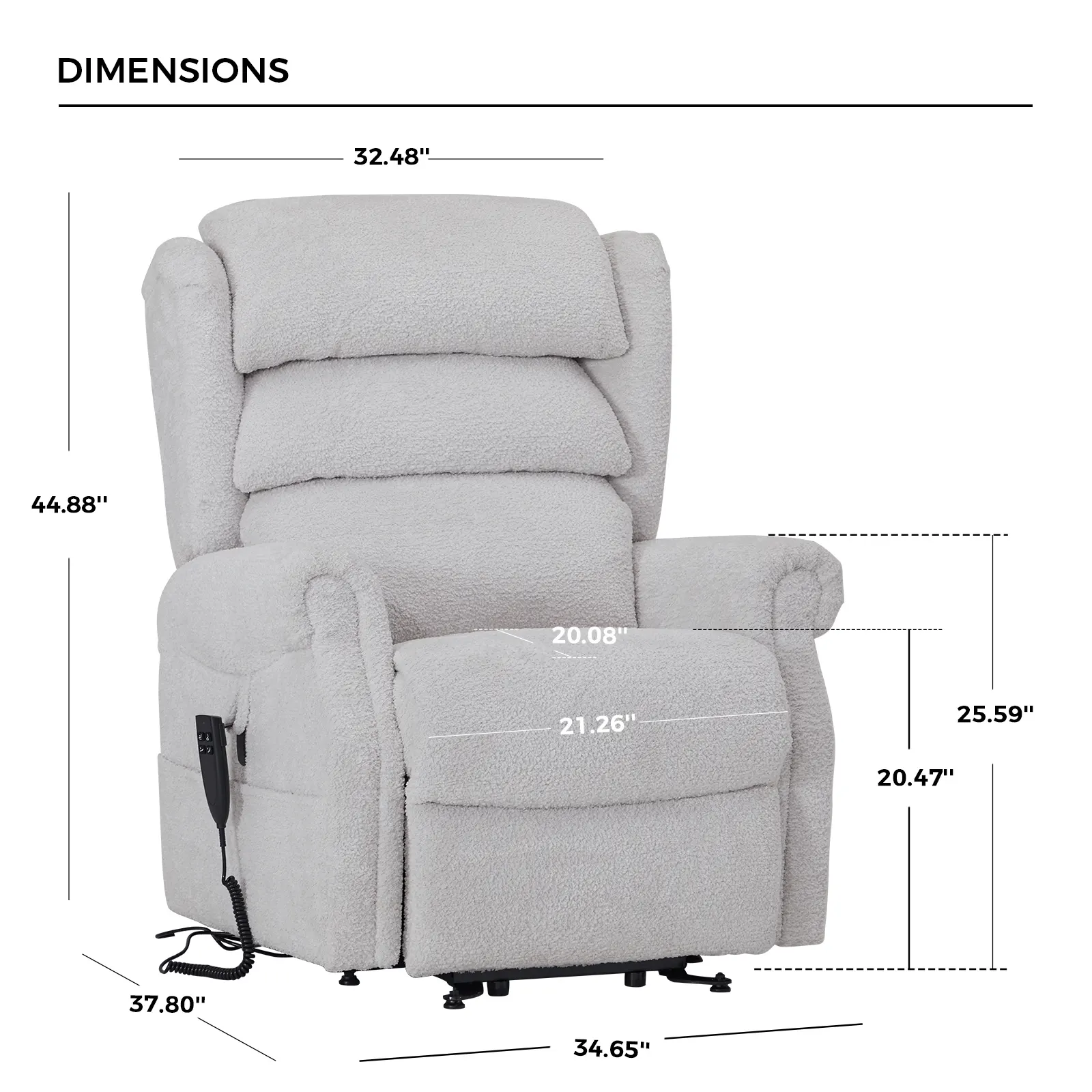 Cjsmart Home Lift Fauteuil Voor Ouderen Eenmotorige Elektrische Fauteuil Stoel Met Hoge Been Oneindige Positie