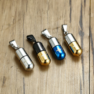 Ready Stock New <b>Titanium</b> Steel Screw Open Capsule Pill Pendant Necklace Hip Hop Accessories for Women Men Jewelry - Product Image 3